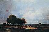 Watering Paintings - At the Watering Hole by Leon Victor Dupre